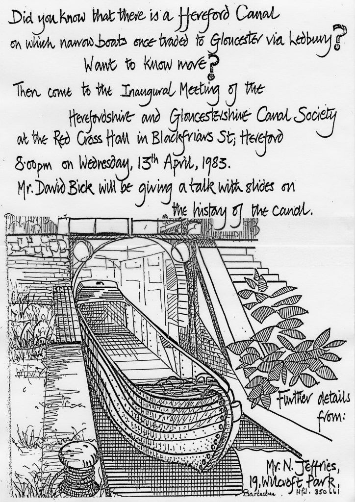 The original poster advertising the inaugural meeting of the H&G Canal Society